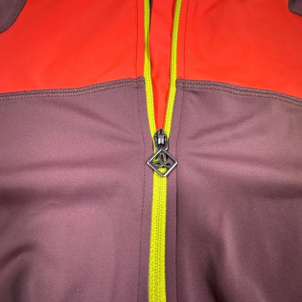 Prana Womens Colorblock Quarter Zip Long Sleeve Active Top Plum Orange Size‎ M